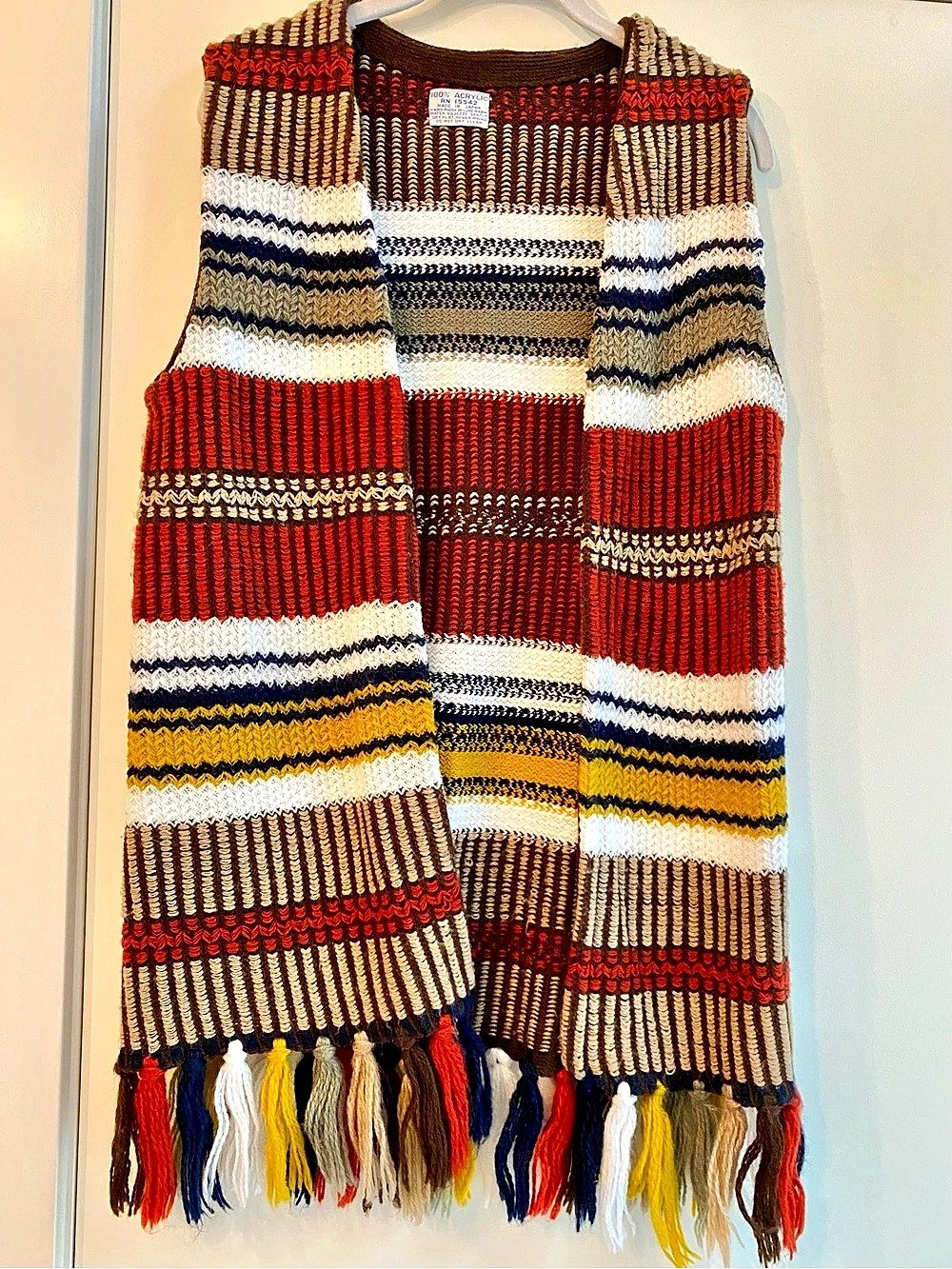Striped Multicolored Vintage Fringe Vest